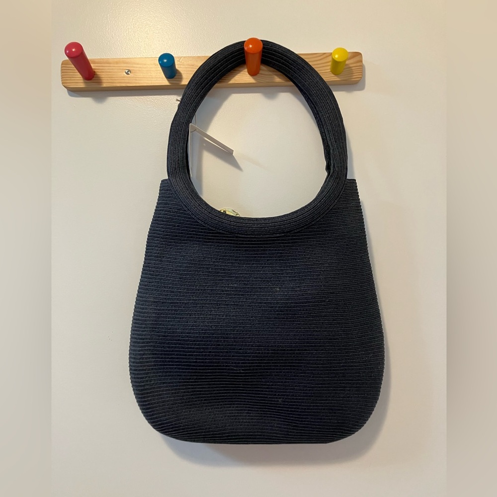 NWT / Samuji Tall Flower Basket / Navy Blue